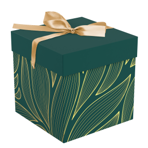 Коробка складная подарочная MESHU /Leaves/, (15*15*15см), с лентой, отд фольгой MS_62556 (10702070/3