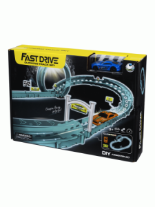 Гоночный автотрек /Fast Drive/: автотрек, светится в темноте, машинка, в комплекте с аккумулятором, 