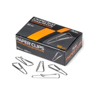 Скрепки канцелярские Hatber никелированные треугольные с отогнутым носиком 32мм 100шт. в картонной к