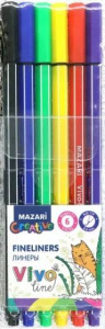 Набор линеров VIVO LINE, 0.4 мм, шестигранный корпус, 6 цветов, ПВХ-упаковка с европодвесом