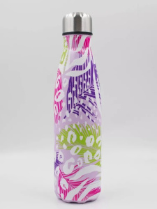 Вакуумная бутылка из нержавеющей стали. Розово-белый 0,5л