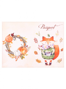 Обложка на паспорт из натуральной  кожи /Лисица/ ОП-8263