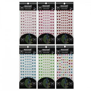 Стразы-наклейки акриловые СЕРДЦА+КРУГ, 164шт.