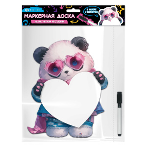 Магнитная доска c полем для рисования и письма арт. 73035/ 50 ПАНДА В ОЧКАХ ( 20х25 см, мелованная б