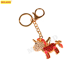 Брелок со стразами Единорог, 5х5,5 см, красный Т-5114