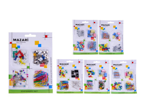 Набор канцелярских мелочей, ассорти 6 видов, блистерная упаковка с подвесом