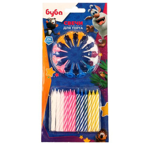 Свечи для торта БУБА 24 шт, блистер Товары для праздника в кор.12*24шт