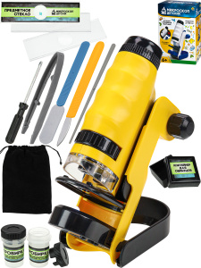 Микроскоп в наборе жёлтый/Биолог/(свет,1*AАА и 2*AG13 не в к-те,в кор.)(19x7,3x29 cм) (Арт. ИК-7641)