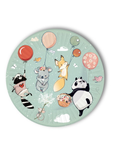 Бумажные тарелки Звери на шариках (18 см,6 шт),флоупак ТМ-2124