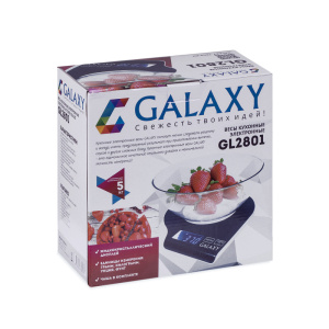 Весы кухонные Galaxy GL 2801, электронные, до 5 кг, чаша 2.2 л, чёрные 4328552 (10418010/011118/0008
