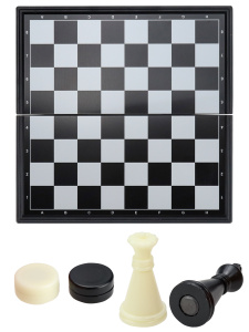 Игра 2 в 1. Шахматы, шашки магнитные (15*15*1,5см, доска-пластик, фигуры-пластик)(Арт.FCJ1344750)