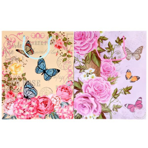 ПАКЕТ ПОДАРОЧНЫЙ 'ВЕСЕЛЫЙ ПРАЗДНИК' ЦВЕТЫ И БАБОЧКИ. 26Х32Х14СМ, ГЛЯНЦЕВЫЙ В ПАК. УП-12ШТ в кор.6уп