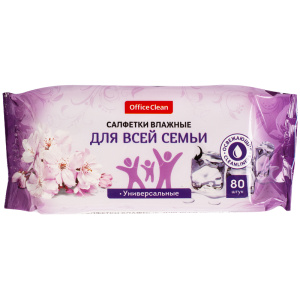 Салфетки влажные OfficeClean, 80шт., универсальные очищающие, для всей семьи (10216170/080320/006149