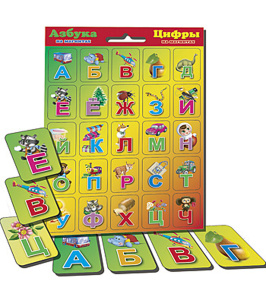АЗБУКА И ЦИФРЫ НА МАГНИТАХ. КРАСНАЯ МИНИ (Арт. АМ-7259)