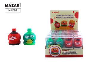 Точилка пластиковая BOTTLE, 1 отверстие для заточки, 1 дизайн, ПВХ-упаковка