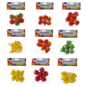 Декоративные элементы из пластика FRUITS, 6 шт, размер 3.9 см, 9 дизайнов в ассортименте, ОПП-упаков