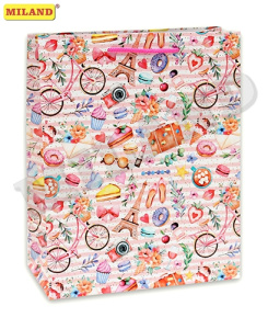 Пакет подарочный с глянцевой ламинацией 26,4х32,7х13,6 см (L) Атмосфера Парижа, 157 г ПП-9141