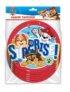 Набор бумажных тарелок Щенячий патруль-2, 6 шт d=180 мм