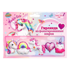 Фольгированный шар -гирлянда единорог ЧУДО ПРАЗДНИК в кор.500шт