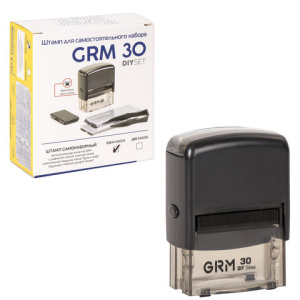 Штамп самонаборный 5-строчный, оттиск 47х18 мм, синий без рамки, GRM 30, КАССА В КОМПЛЕКТЕ, 11600003