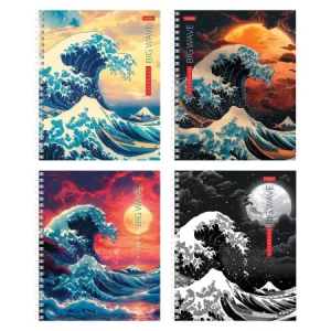 Тетрадь 48л А5ф клетка 65г/кв.м на гребне 4 диз.в блоке  серия -Большая волна-