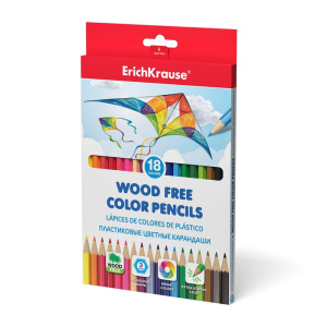 Цветные карандаши пластиковые ErichKrause шестигранные, грифель 3 мм, 18 цветов (в коробке с европод