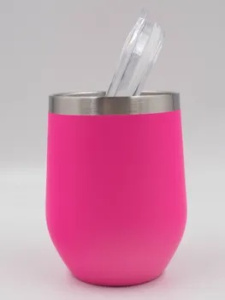 Чашка-термос  из нержавеющей стали. Розовая 0,4л