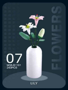 Конструктор пластиковый.Цветы в вазе (243 дет.,в кор.).Арт. M38-B1101-07