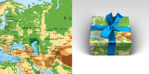 Упаковочная бумага Карта мира (1 ЛИСТ, 70 х 100 см, 90 г/м2) 10-05-0051