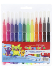 Фломастеры вентилируемые с кисточкой 12цв. МУЛЬТИКИ (Ф-8292) в блистере, кратно 48