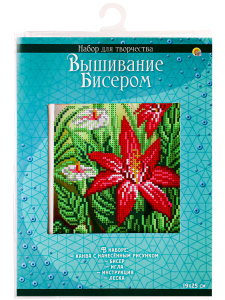 Н-р для вышив. бисером 19x25 см (част.заполн.,канва с рис) Маленький красный цветочек (Арт. AS076)