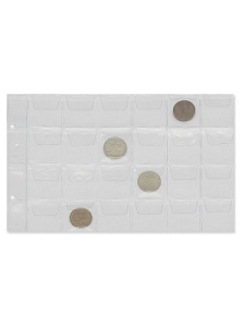НАБОР Лист для монет /Profi/ горизонтальный на 24 ячейки (31*39мм, НАБОР 10 шт) НЗ-7019