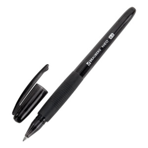 Ручка гелевая с грипом BRAUBERG /NEO/, ЧЕРНАЯ, пишущий узел 0,5 мм, линия письма 0,35 мм, 144537