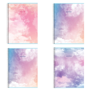 Тетрадь А4, 80 л., BRAUBERG, гребень, клетка, глянцевый лак, /CLOUD/, 404053