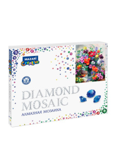 Алмазная мозаика ЯРКИЙ БУКЕТ-5, 40х50 см, 1 дизайн, полная выкладка,  картонная упаковка.