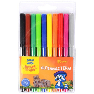 Фломастеры Мульти-Пульти /Енот в Италии/, 10цв., смываемые, блистер WP_10724