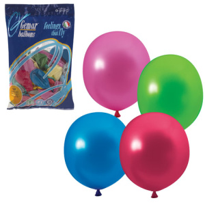 Шары воздушные 10/ (25 см), комплект 100 шт., 12 цветов металлик, в пакете, 1101-0001