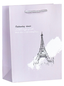 Dream cards Пакет подарочный с мат. лам. Нарисованная Эйфелева башня 19,5х24,5х9,5 см,210 г ППК-1817
