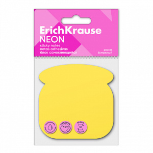 Блок самоклеящийся бумажный ErichKrause Phone Neon, 50 листов, желтый
