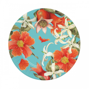 Набор бумажных тарелок Гранат на бирюзовом, 6 шт d=230 мм