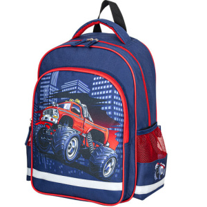 Рюкзак ПИФАГОР SCHOOL для начальной школы, /Monster car/, 38x28х14 см, 270660
