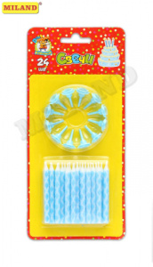 Свечи для торта с подставками. Ромбы, голубые, 24шт.  С-0463