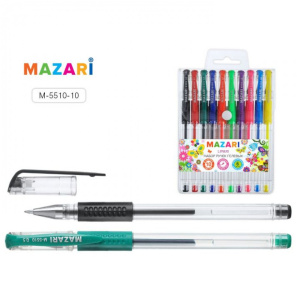 Набор ручек гелевых LIPARI, 10 цв. (4+6 флуор.), пулевидный пиш.узел 0.5/0.8мм, корпус пластиковый п