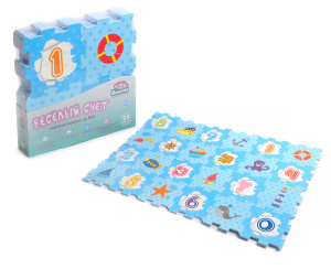 Коврик-пазл мягкий /Весёлый счет Elefantino/ 24 дет. яркие цвета, размер коврика 62,3*92,7 см. в/к 