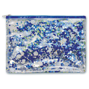 Папка для документов арт.46449/25 СИНИЙ (А4, 33х24 см, одно отделение, ПВХ с ПВХ-пайетками, металлич