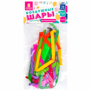 Шары воздушные для моделирования ЗОЛОТАЯ СКАЗКА, 2х60/ (5х150 см), КОМПЛЕКТ 10 штук с насосом, ассор