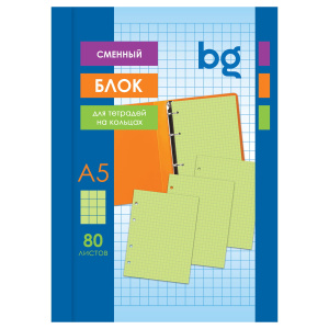 Сменный блок 80л., А5, BG, зеленый, пленка т/у, с вкладышем СБ5ту80 12349