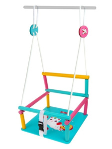 Качели детские деревянные с рисунком Moby Kids /Комета/ Котик