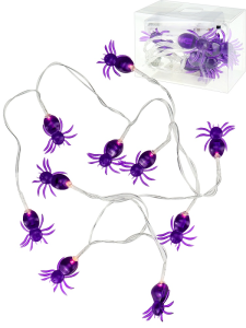 Гирлянда cветодиодная с насадками Паучки фиолет. 1,65м,батар. 2шт АА (не в компл), 10 ламп ГН-6858