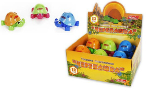 Точилка Hatber Пластиковая Цветная-Черепашка- 12шт.   в карт. Мини-Дисплее (без штрихкода)